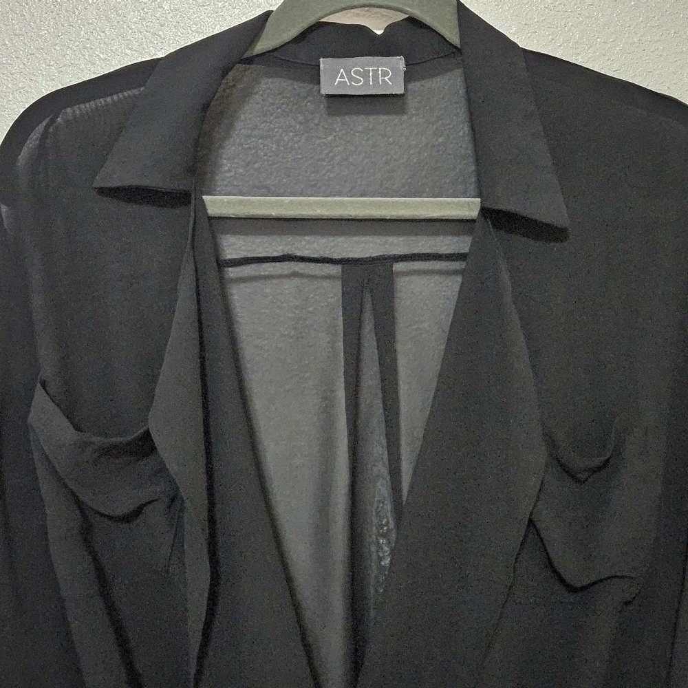ASTR Sheer faux wrap long sleeve top see description for sizing - Picture 2 of 11